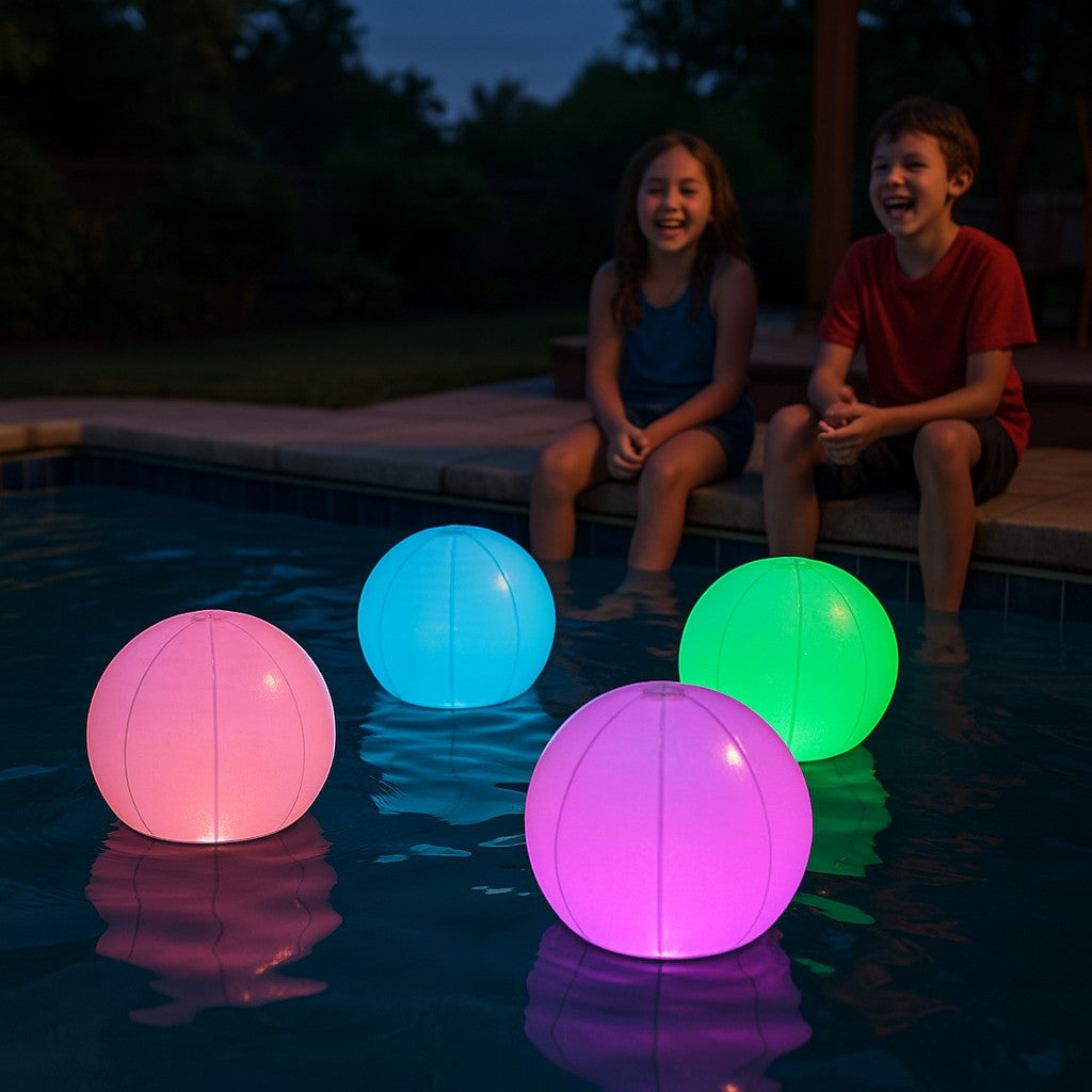 Icnice LED Glow Beach Ball 4-Pack 16 Color Remote