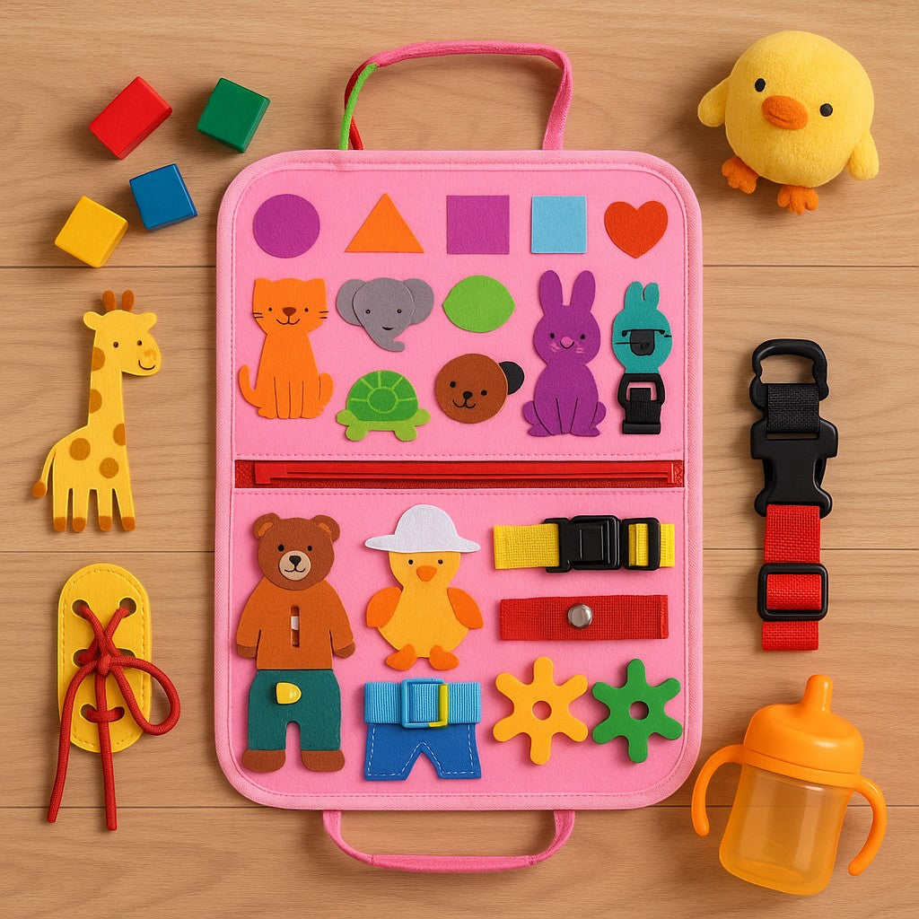 Toddler Busy Board Sensory Montessori Felt Farm Set