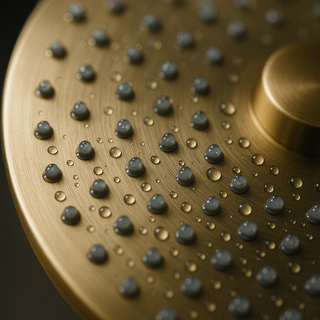 Brushed gold rainfall shower head lifestyle 2