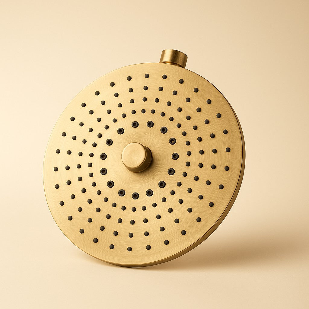 Brushed gold rainfall shower head lifestyle 6