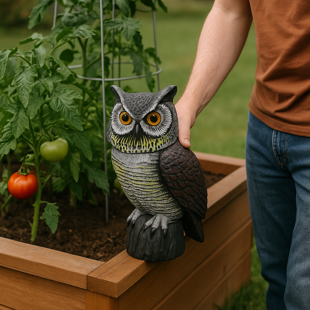 Great Horned Owl Decoy Yellow Eye Garden Deterrent