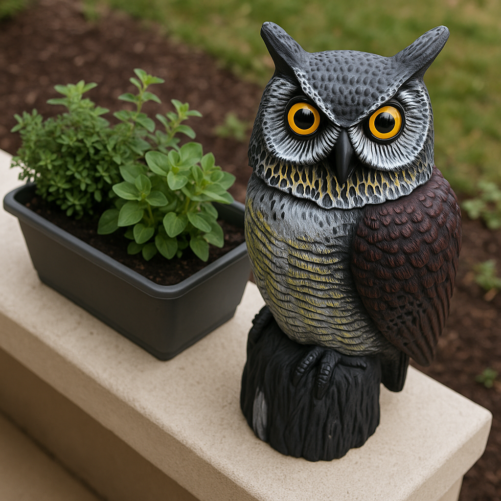 Great Horned Owl Decoy Yellow Eye Garden Deterrent