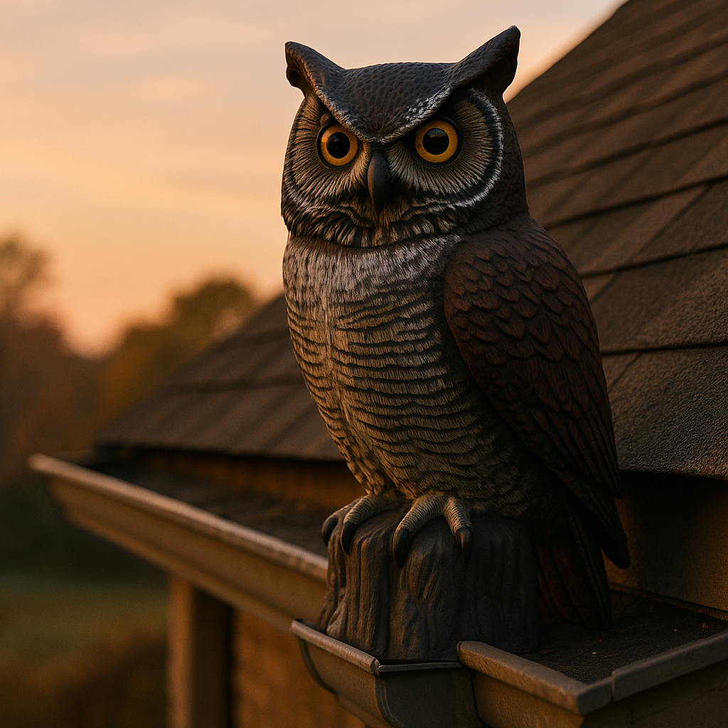 Great Horned Owl Decoy Yellow Eye Garden Deterrent