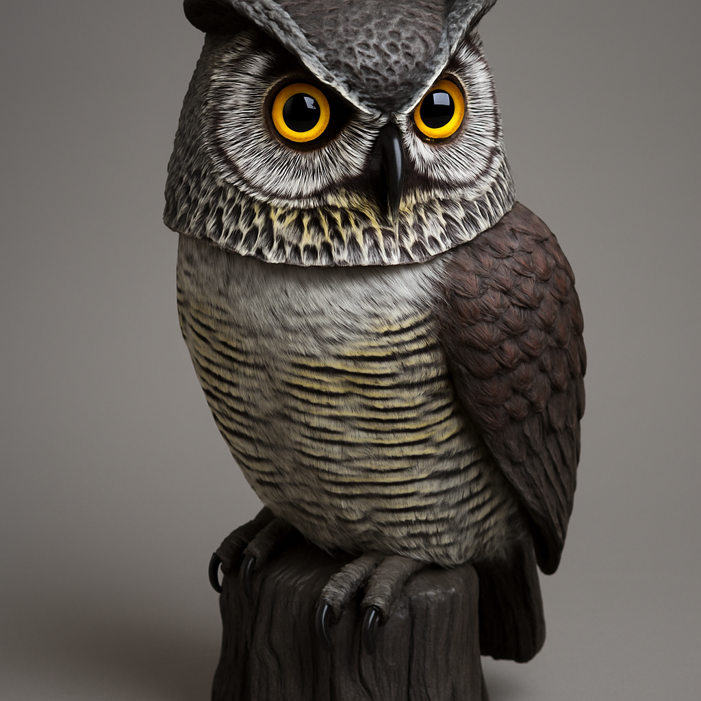 Great Horned Owl Decoy Yellow Eye Garden Deterrent