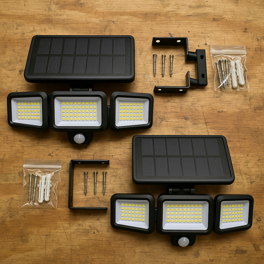 ONBOO LED Solar Flood Lights 2 Pack Outdoor Security