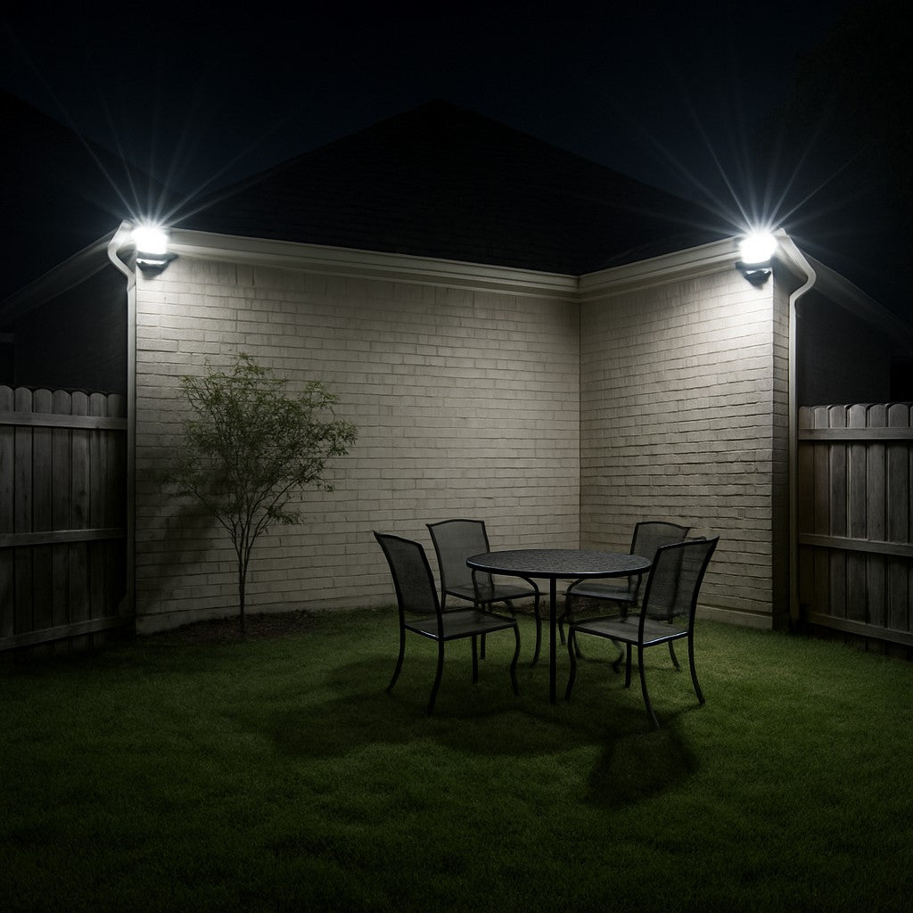 ONBOO LED Solar Flood Lights 2 Pack Outdoor Security