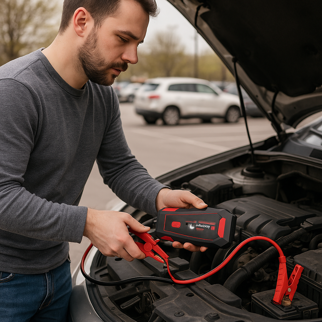 JRAPOTU Portable Jump Starter Red Black Hard Case Kit