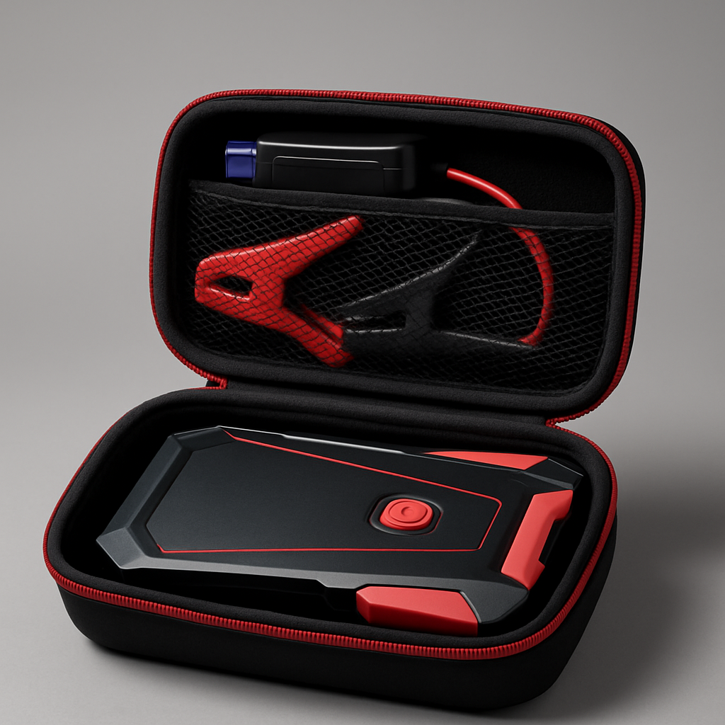 JRAPOTU Portable Jump Starter Red Black Hard Case Kit