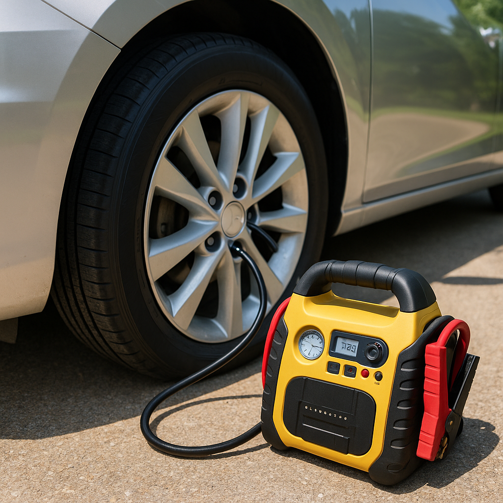 4-in-1 jump starter inflating sedan tire 260 PSI