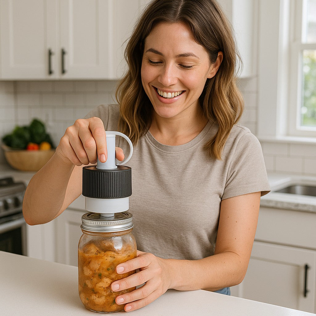 Meal-prep marinated chicken jar with vacuum sealer