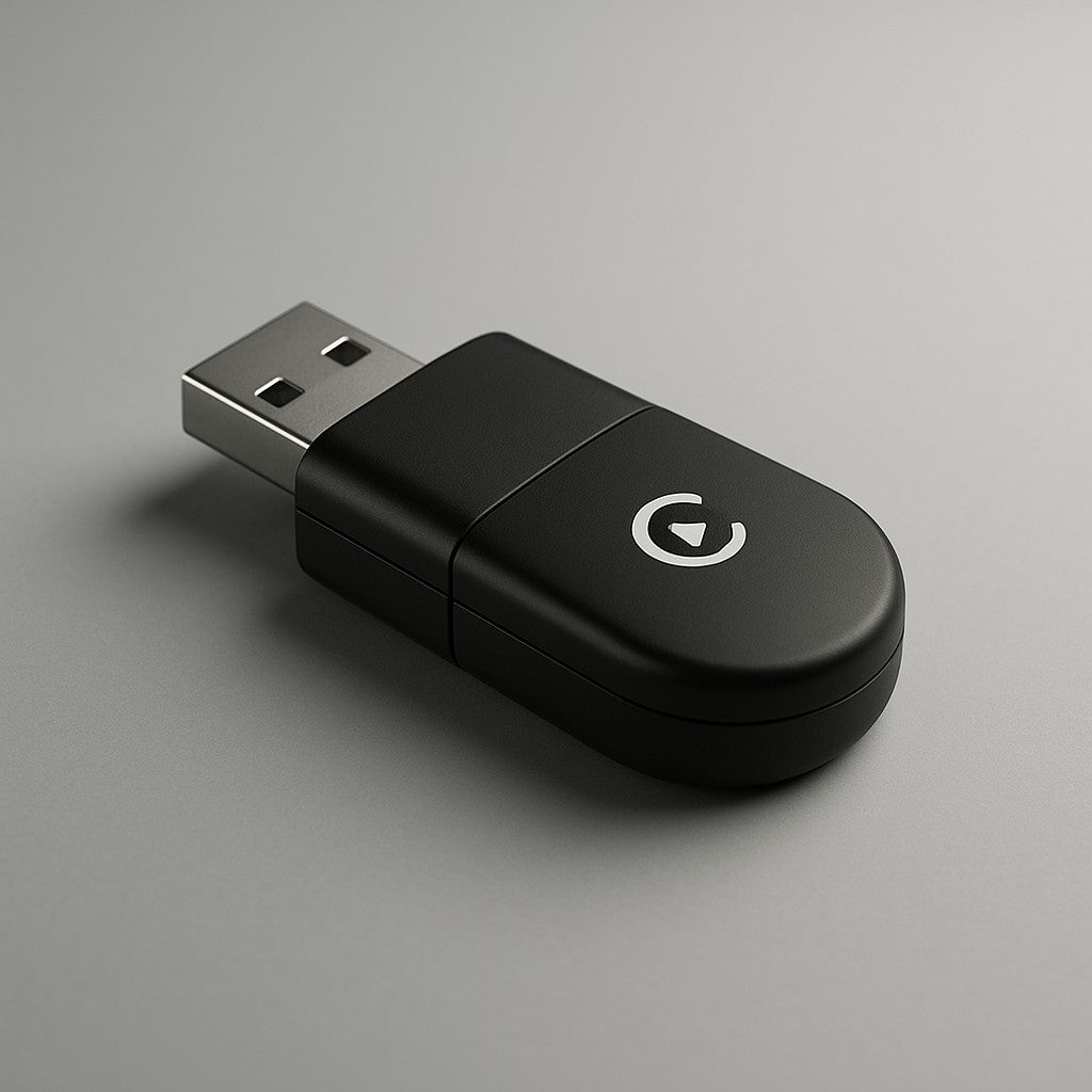 Black wireless CarPlay USB adapter dongle product