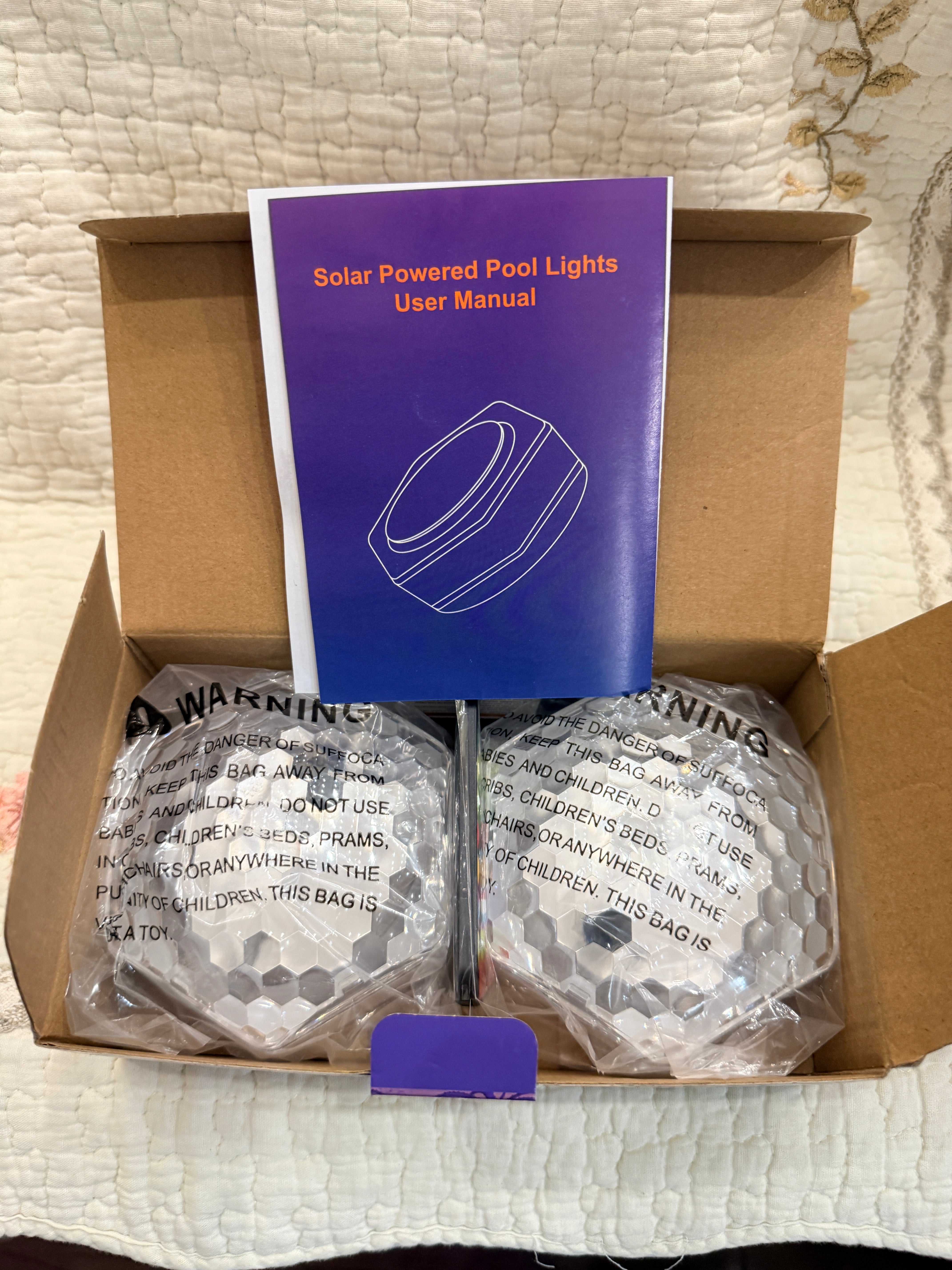 Solar floating pool lights 2-pack package front