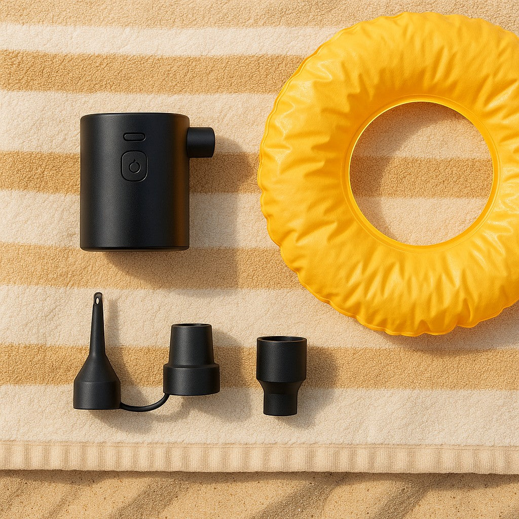 Nano Pump 4X with nozzles flat lay on beach towel