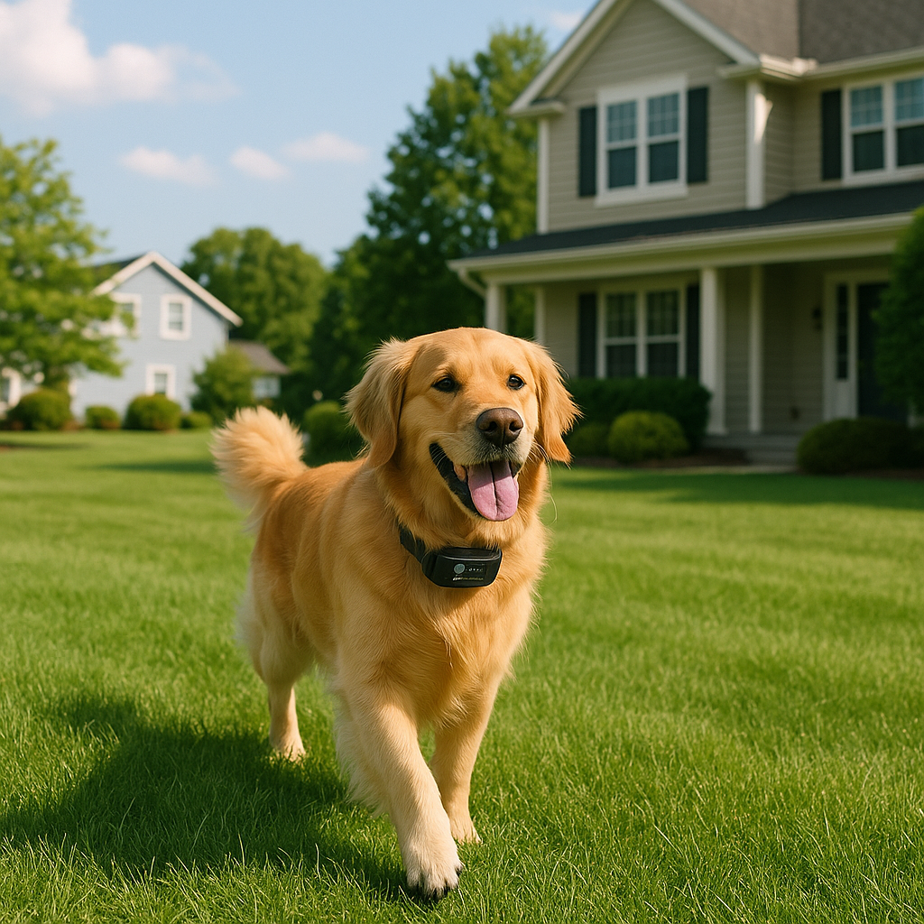 Dog in GPS-bounded yard