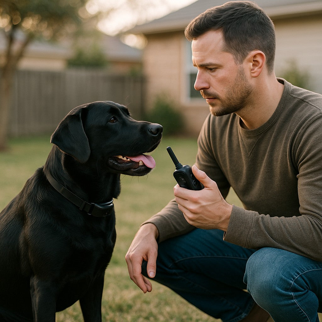 Dog wearing training collar