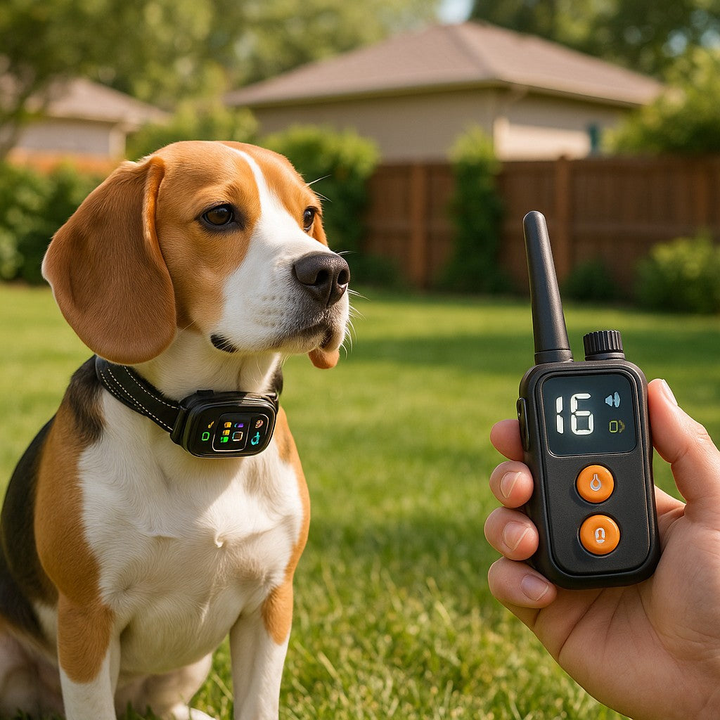 Dog with bark control collar