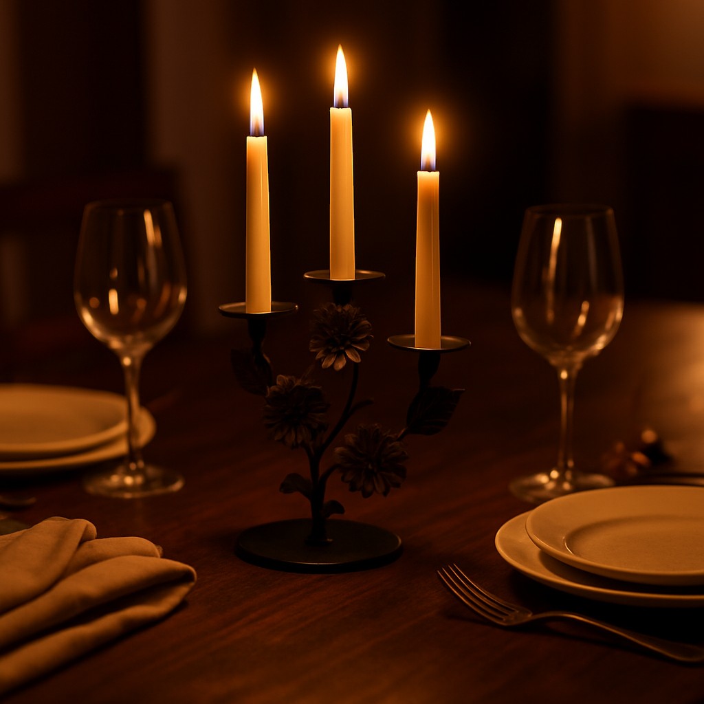 FORTABU Black Candelabra Candle Holders Votive Tabletop Set
