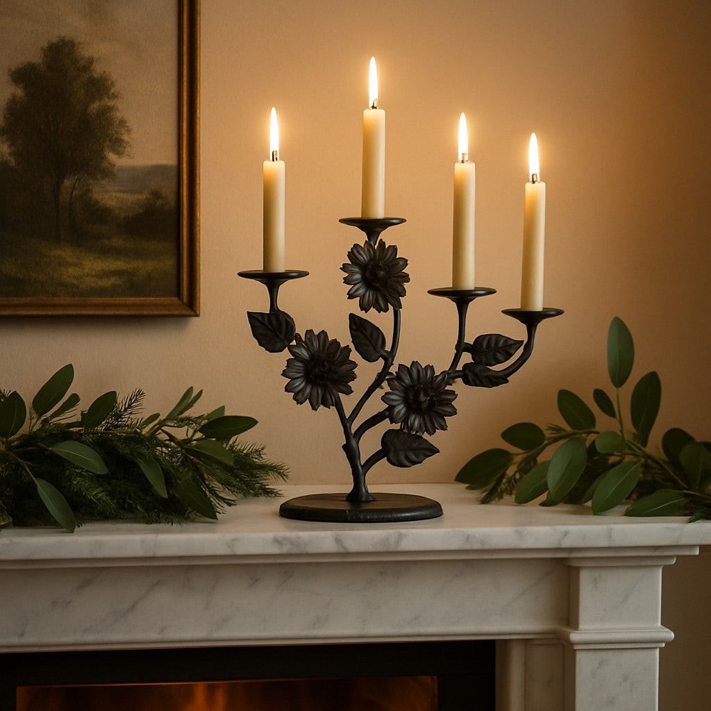 FORTABU Black Candelabra Candle Holders Votive Tabletop Set