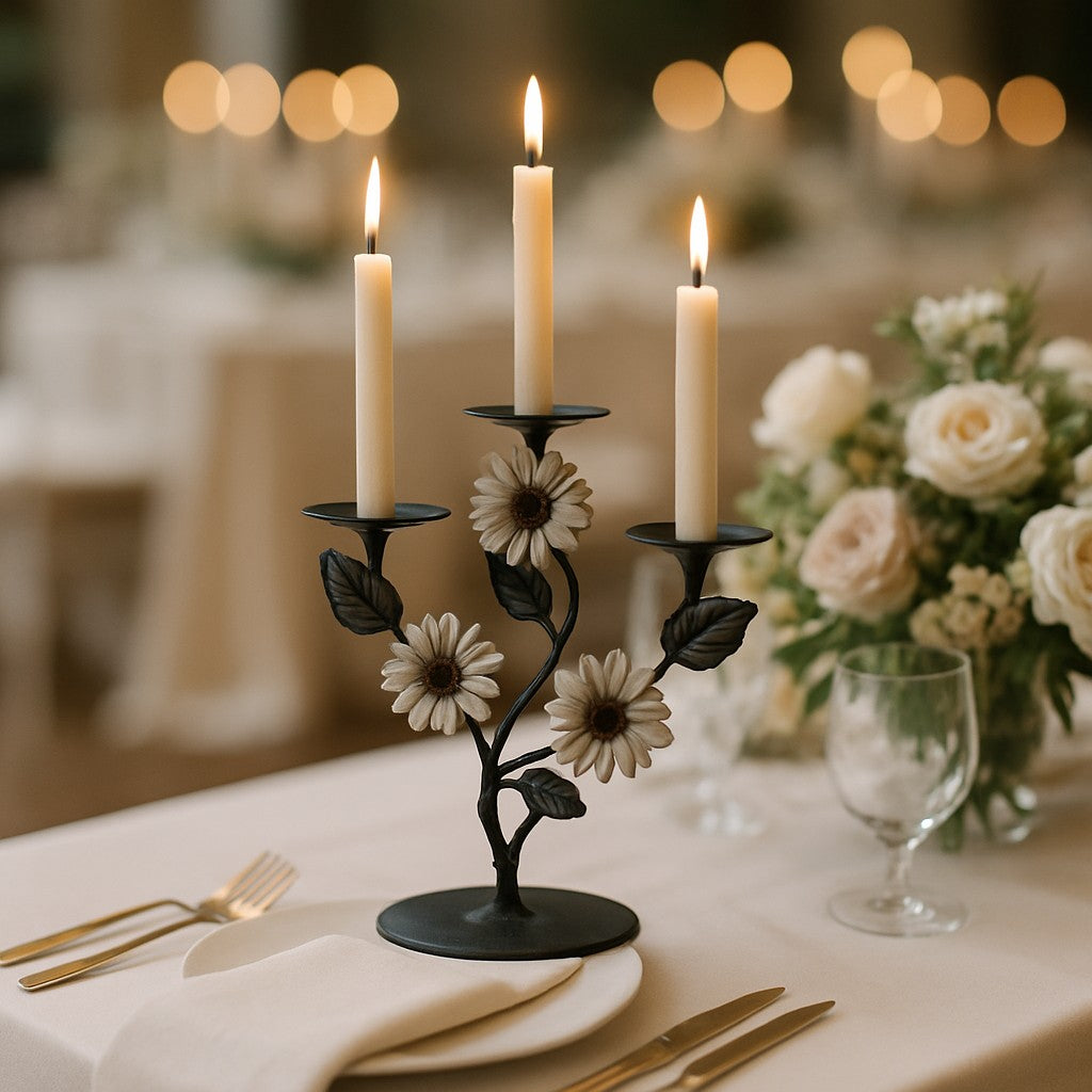 FORTABU Black Candelabra Candle Holders Votive Tabletop Set