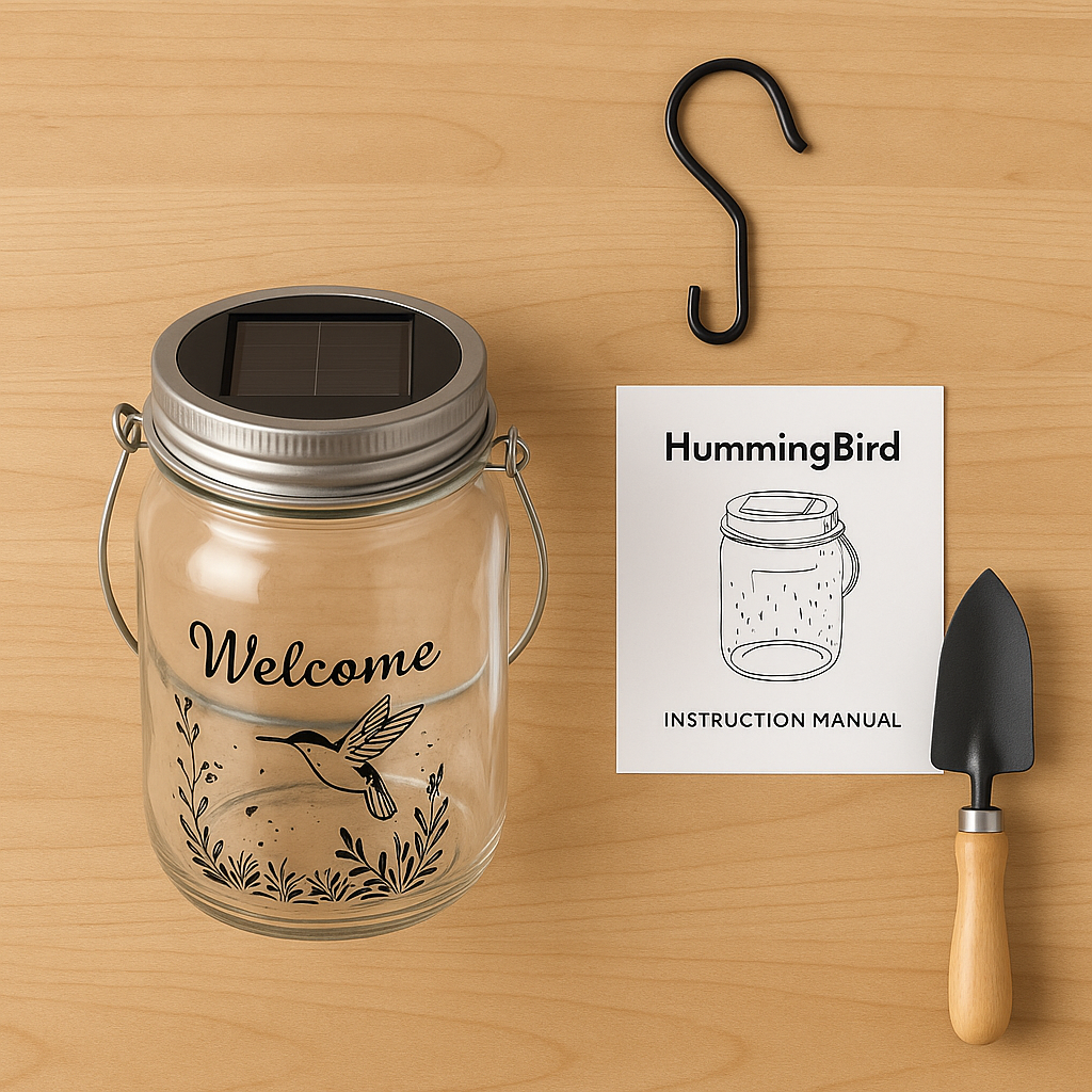 Hummingbird Solar Lantern Welcome Outdoor Hanging
