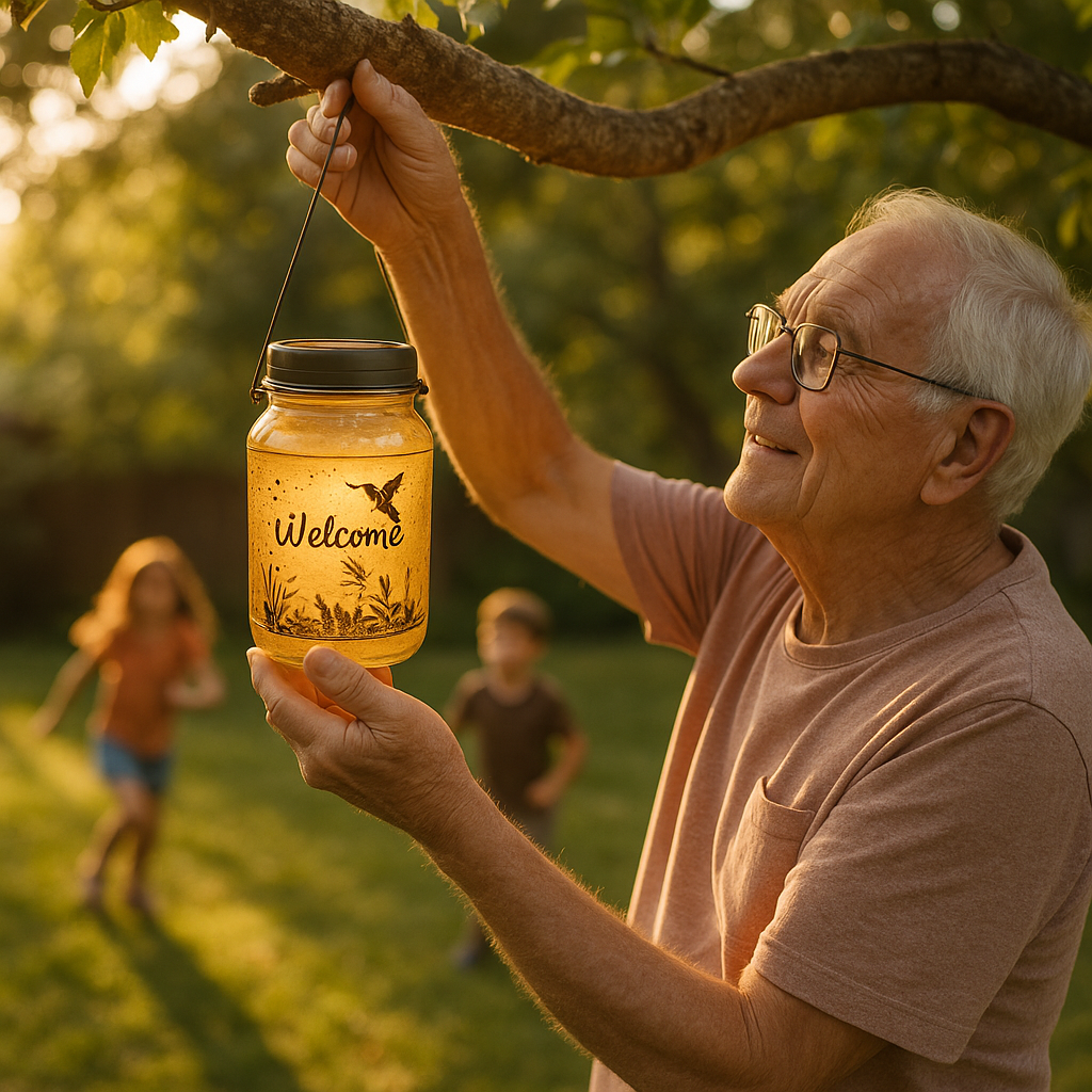 Hummingbird Solar Lantern Welcome Outdoor Hanging