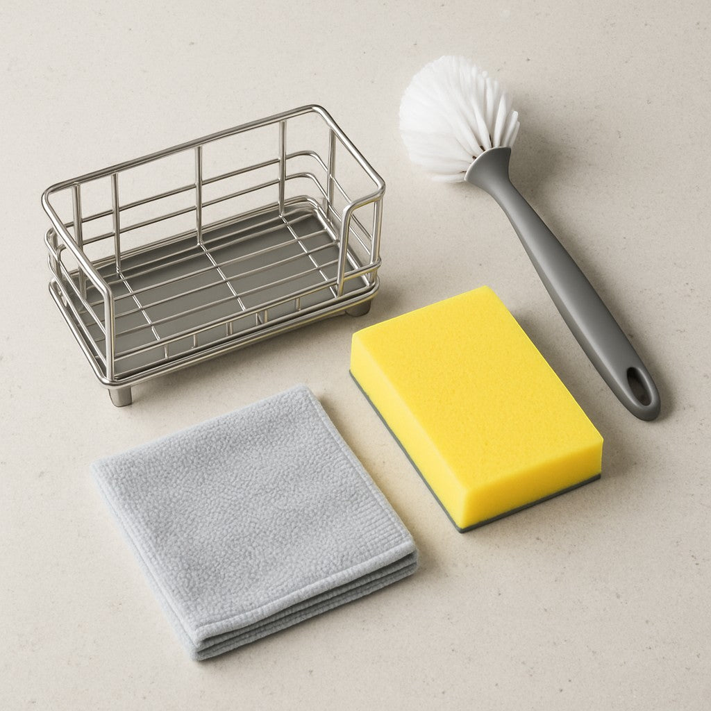 Kitchen Sink Sponge Holder Drain Rack Matte Gold
