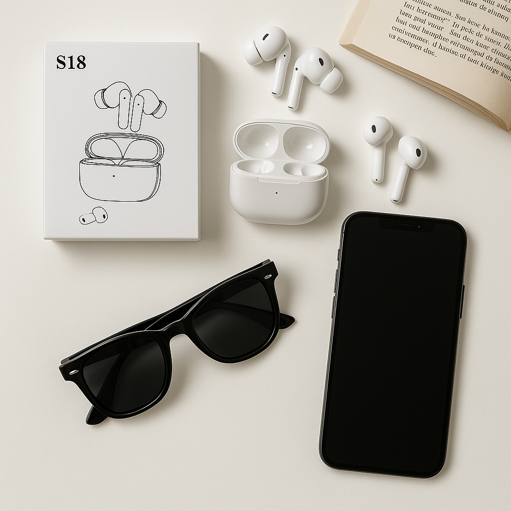 S18 True Wireless Earbuds AirPods-Style Stem Digital Display