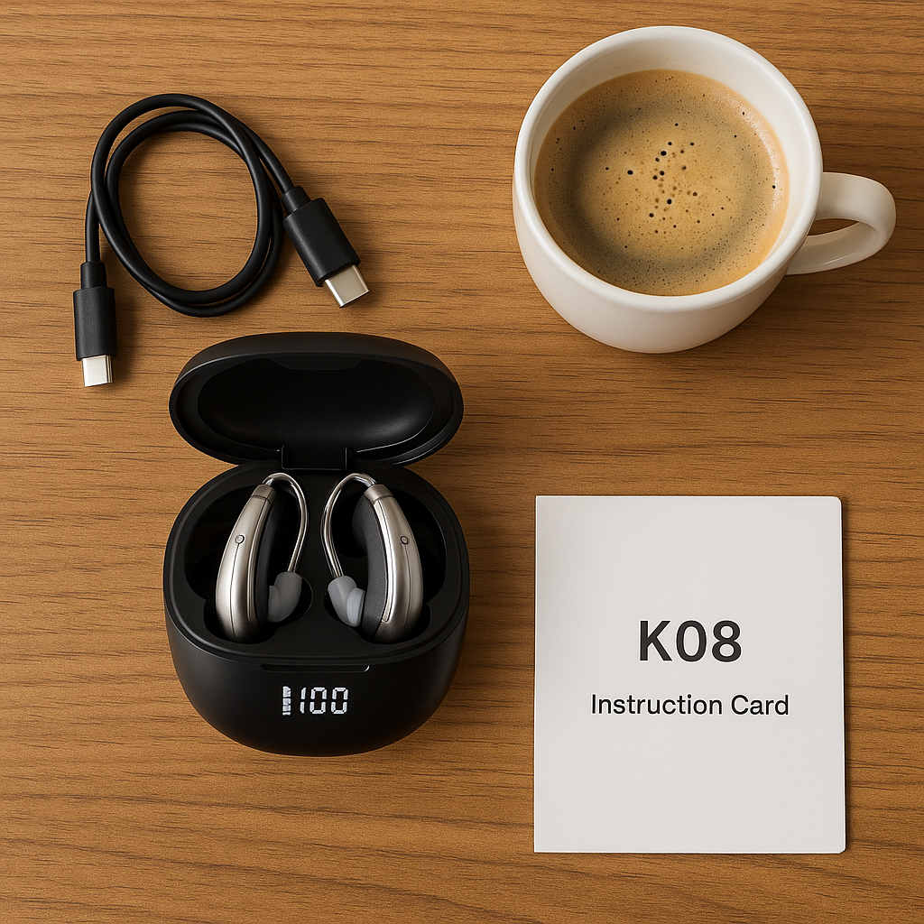 K08 Bluetooth Hearing Aid Wireless Earbuds Rechargeable