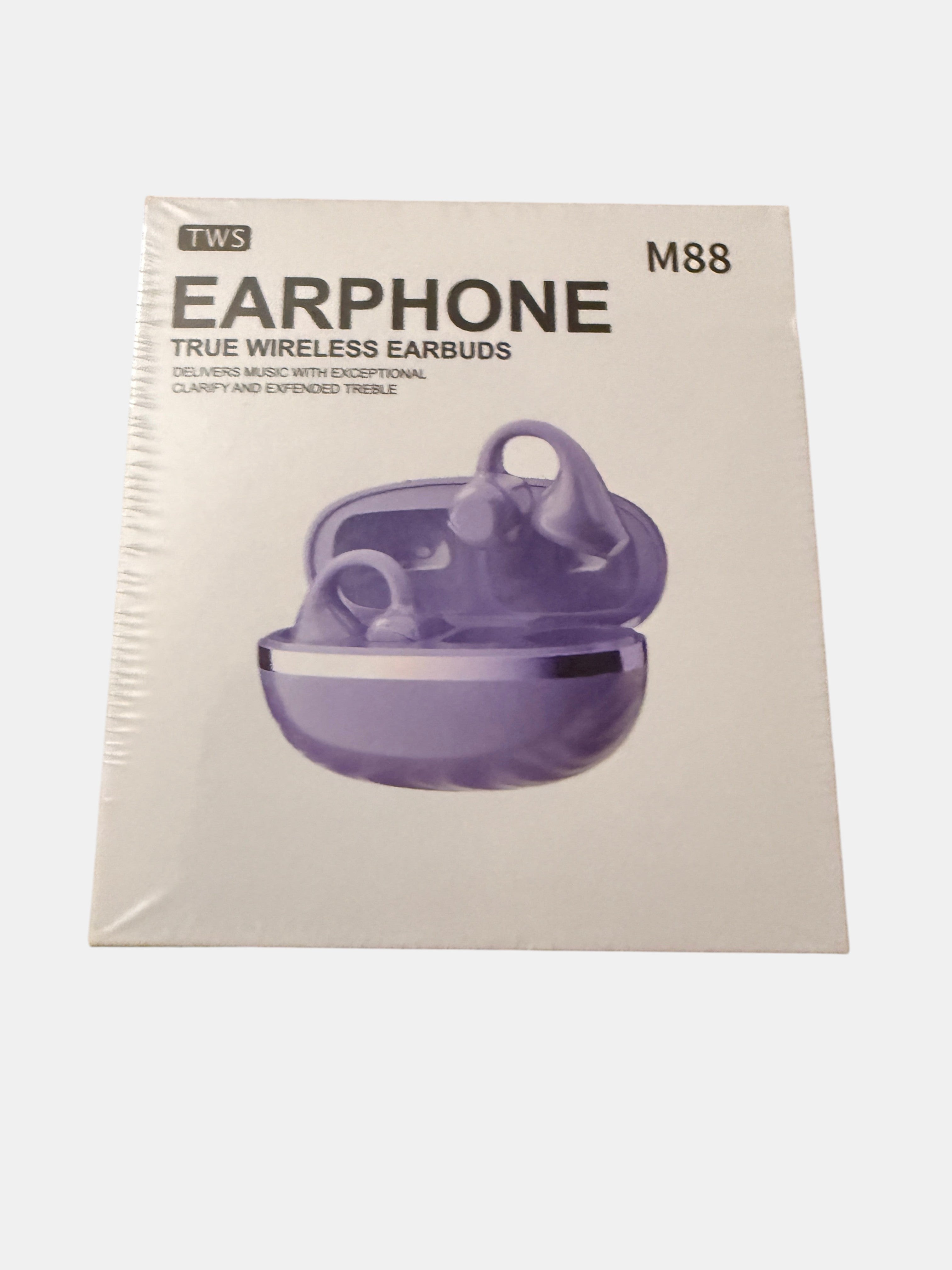 M88 TWS Earphone Translucent Purple True Wireless Earbuds Bluetooth