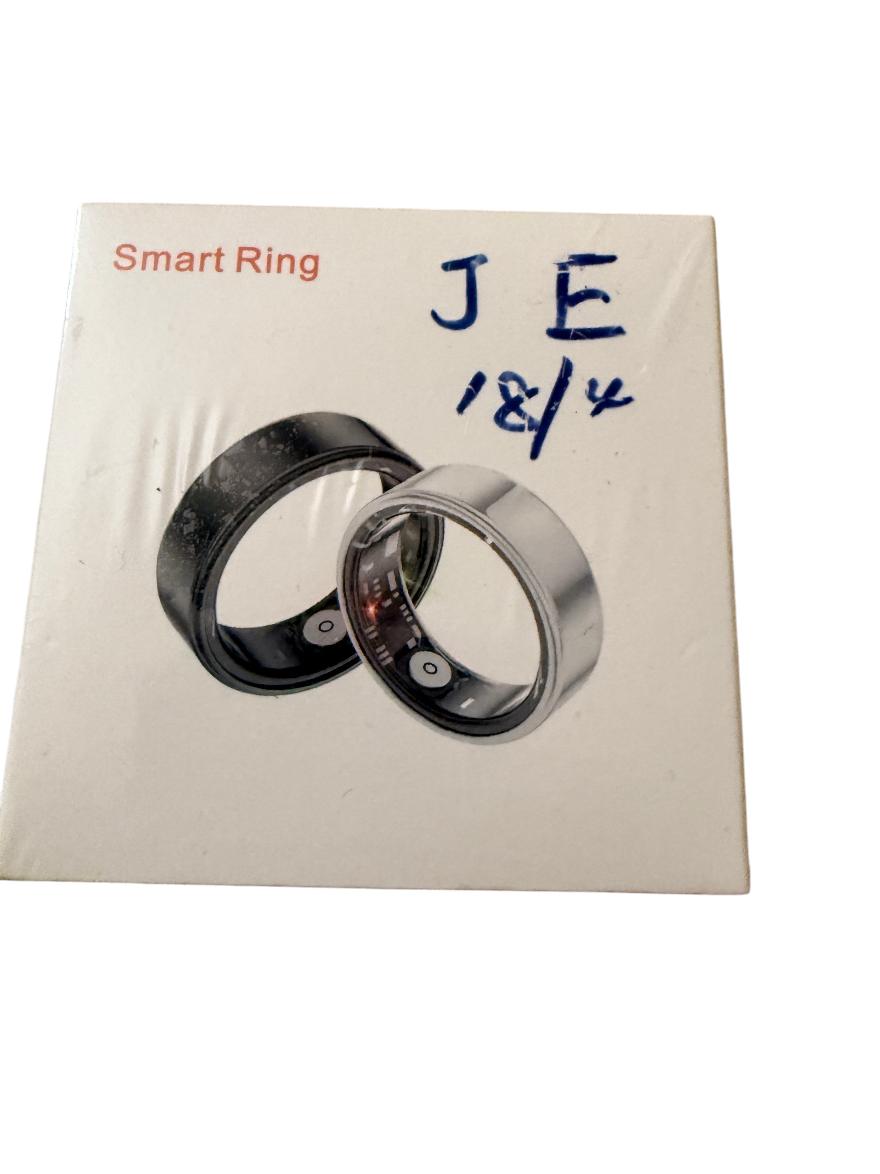 JE Smart Ring Size 18 Silver Black Fitness Tracker Bluetooth