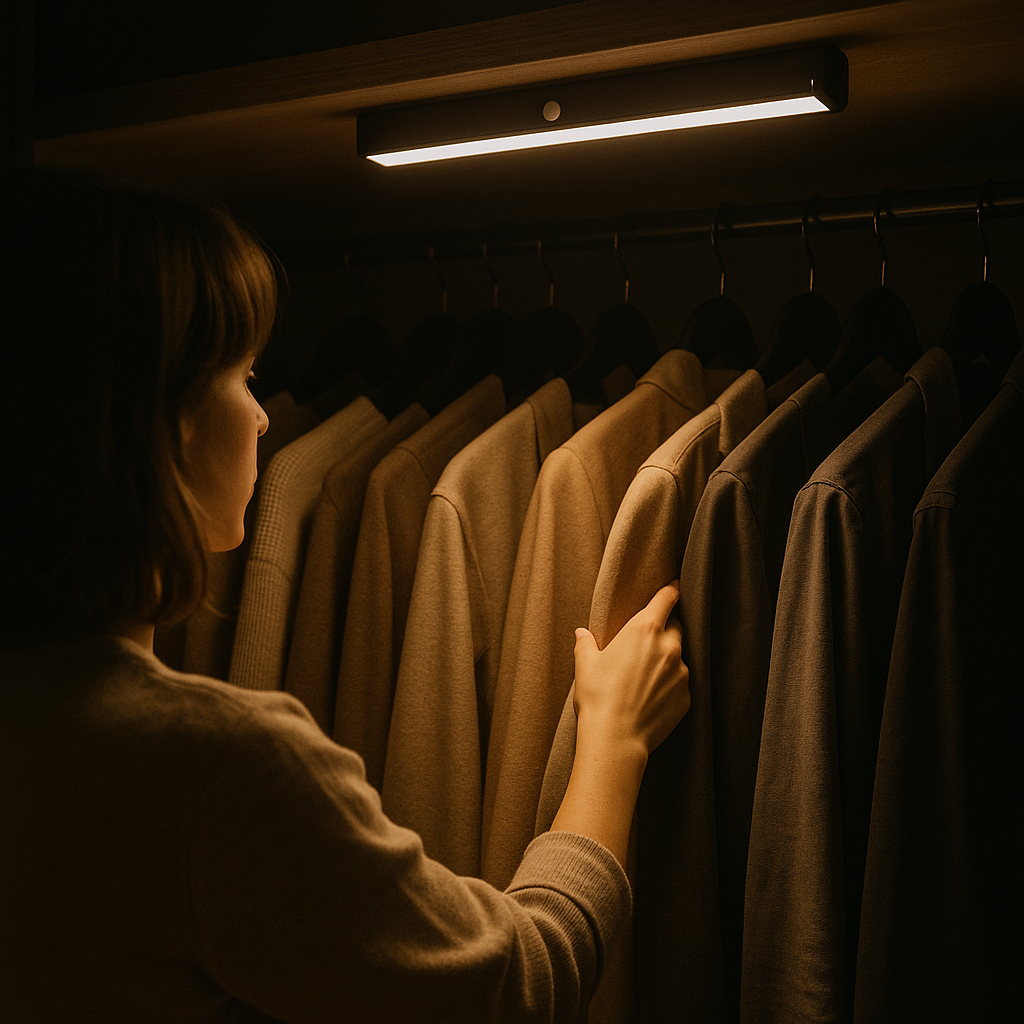 45 LED Motion Sensor Light Bar Rechargeable Wireless Under Cabinet Closet