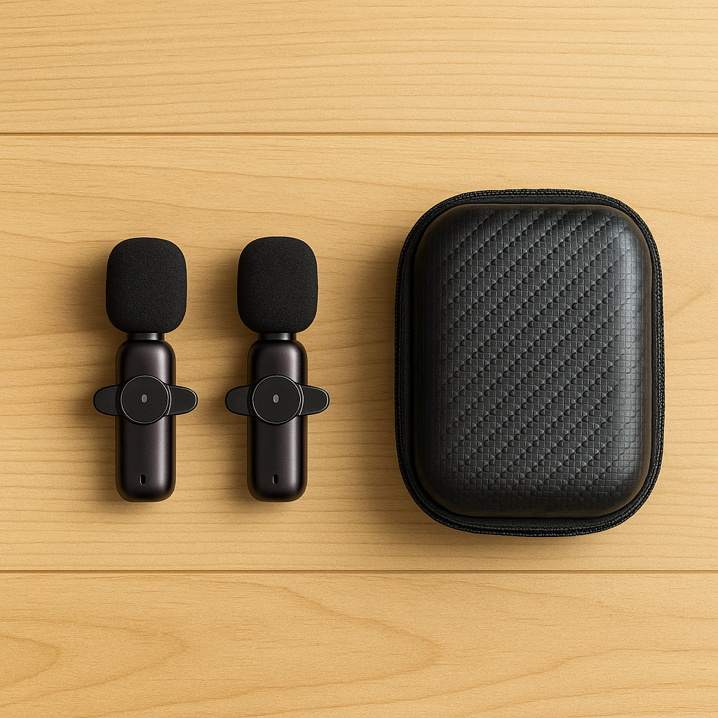 Wireless Lavalier Microphone 2-Pack Dual Clip-On Phone Vlog Rechargeable