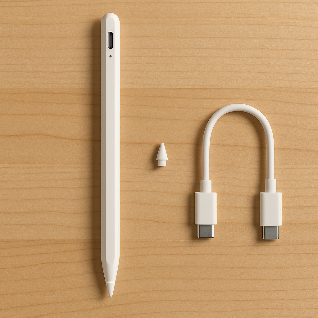 Active Stylus Pen for iPad Capacitive Rechargeable Magnetic White Pencil