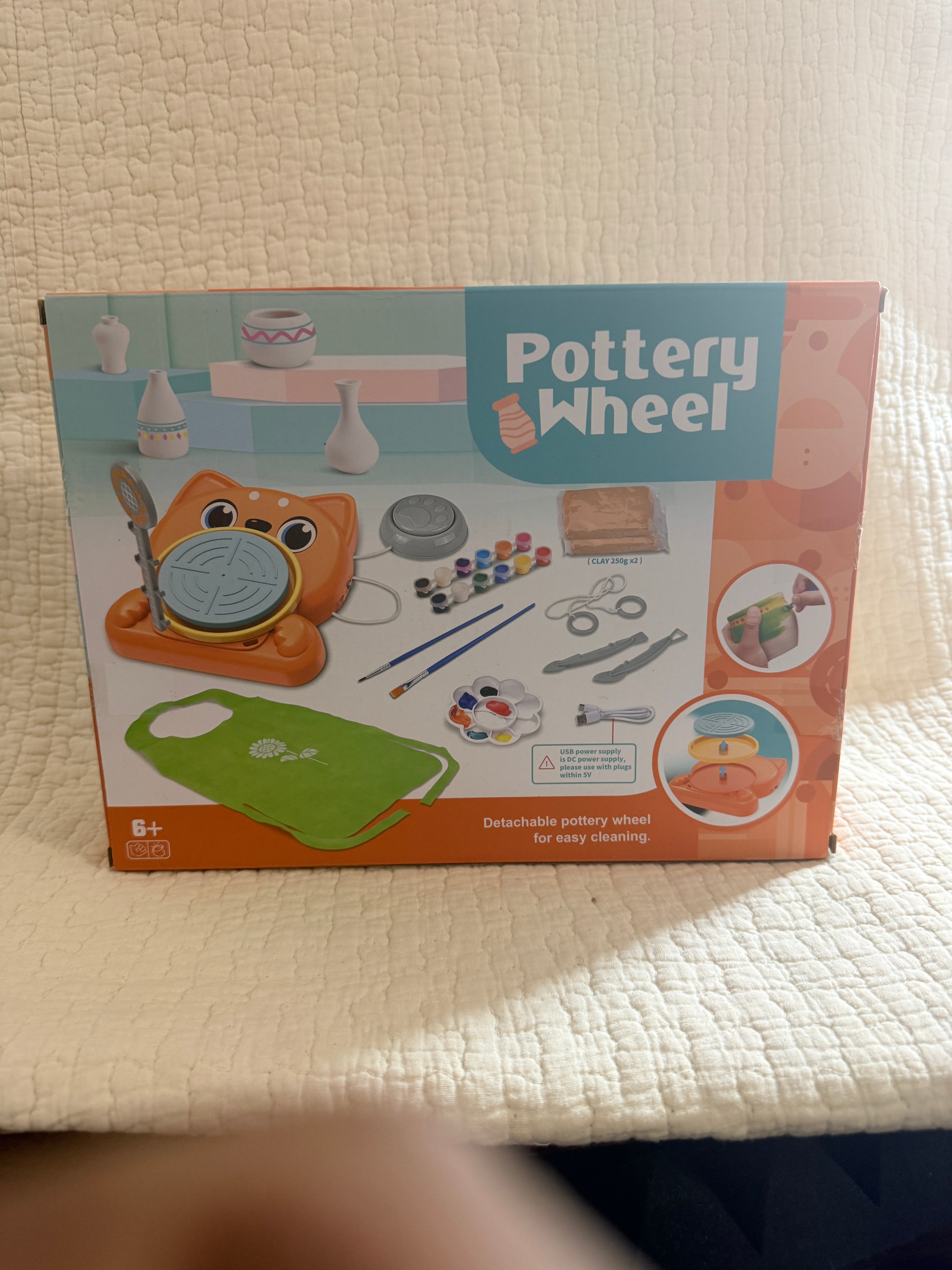 Detachable Pottery Wheel Kids Art Kit Frog Design Paint Clay Tools Age 6+