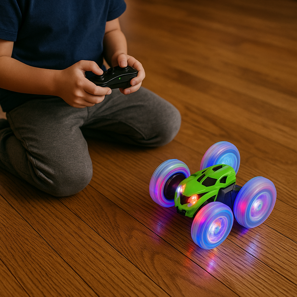 2.4GHz RC Stunt Car Double-Side Roll 360 Rotate LED Light-Up Wheels Age 6+