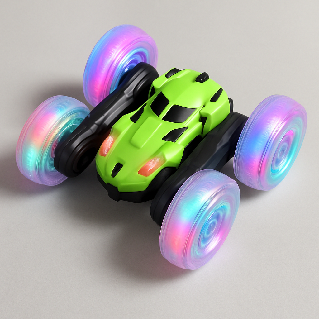 2.4GHz RC Stunt Car Double-Side Roll 360 Rotate LED Light-Up Wheels Age 6+