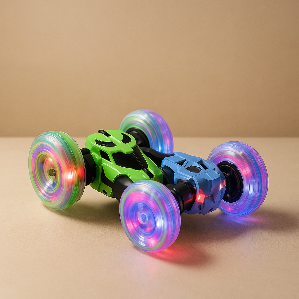2.4GHz RC Stunt Car Double-Side Roll 360 Rotate LED Light-Up Wheels Age 6+