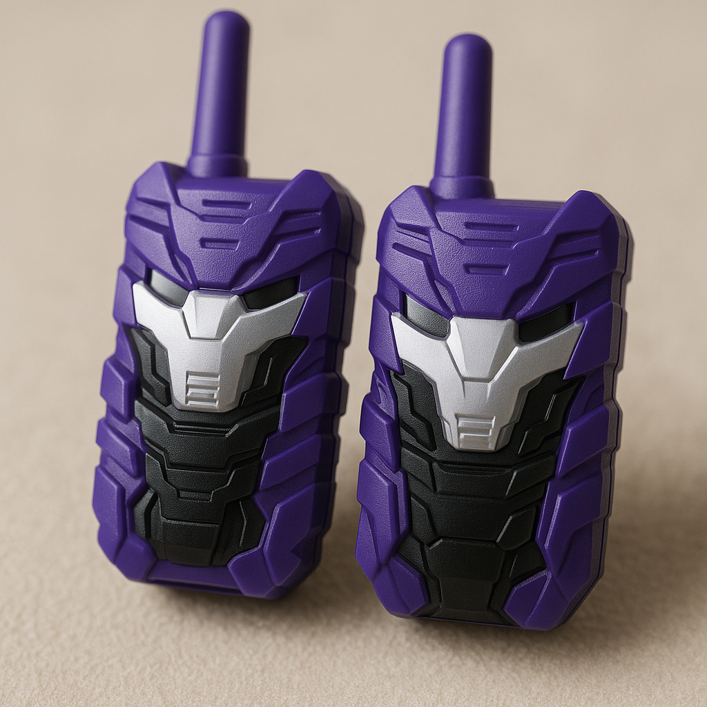 Kids Walkie Talkie 2-Pack Purple Mecha Robot Design Two-Way Radio Age 3+