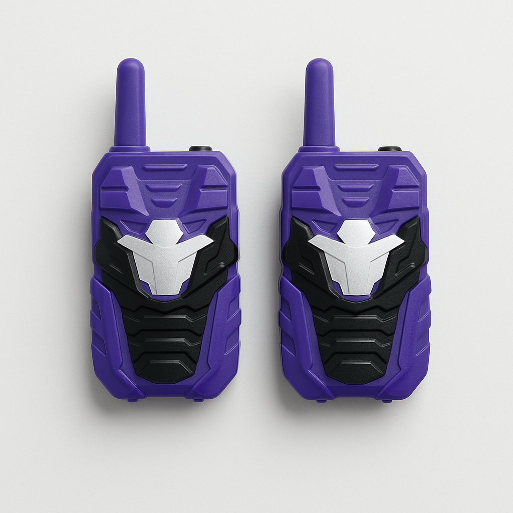 Kids Walkie Talkie 2-Pack Purple Mecha Robot Design Two-Way Radio Age 3+