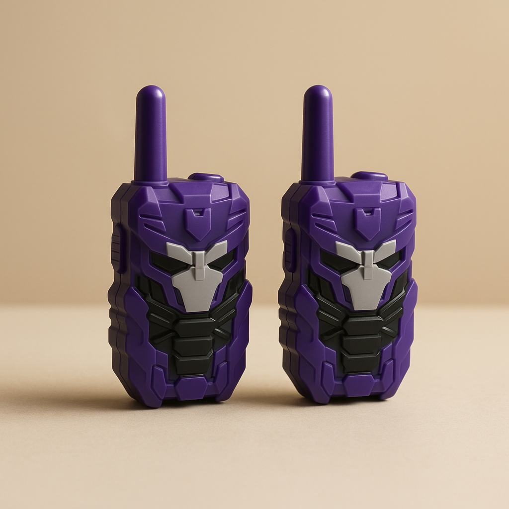 Kids Walkie Talkie 2-Pack Purple Mecha Robot Design Two-Way Radio Age 3+