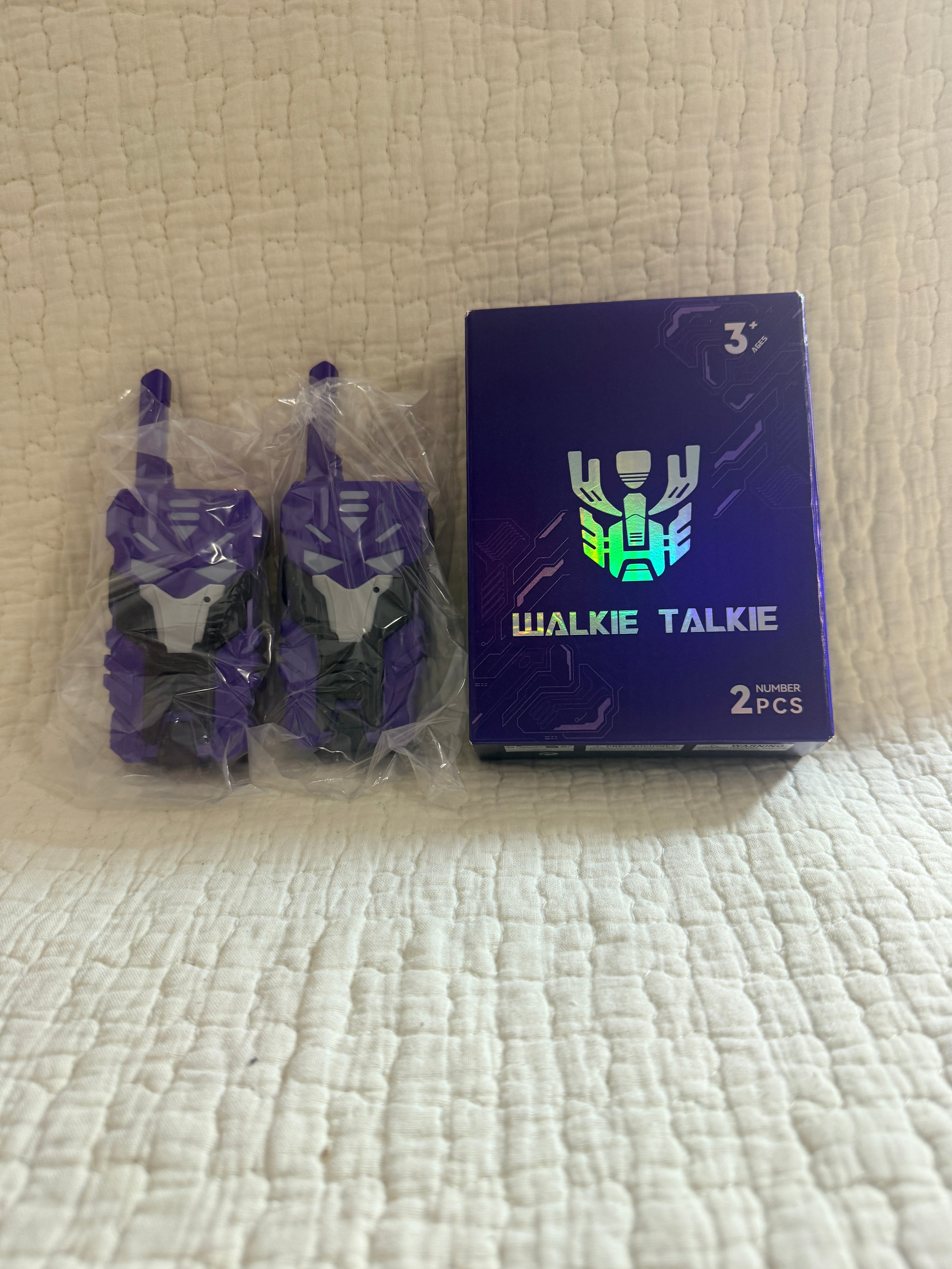 Kids Walkie Talkie 2-Pack Purple Mecha Robot Design Two-Way Radio Age 3+