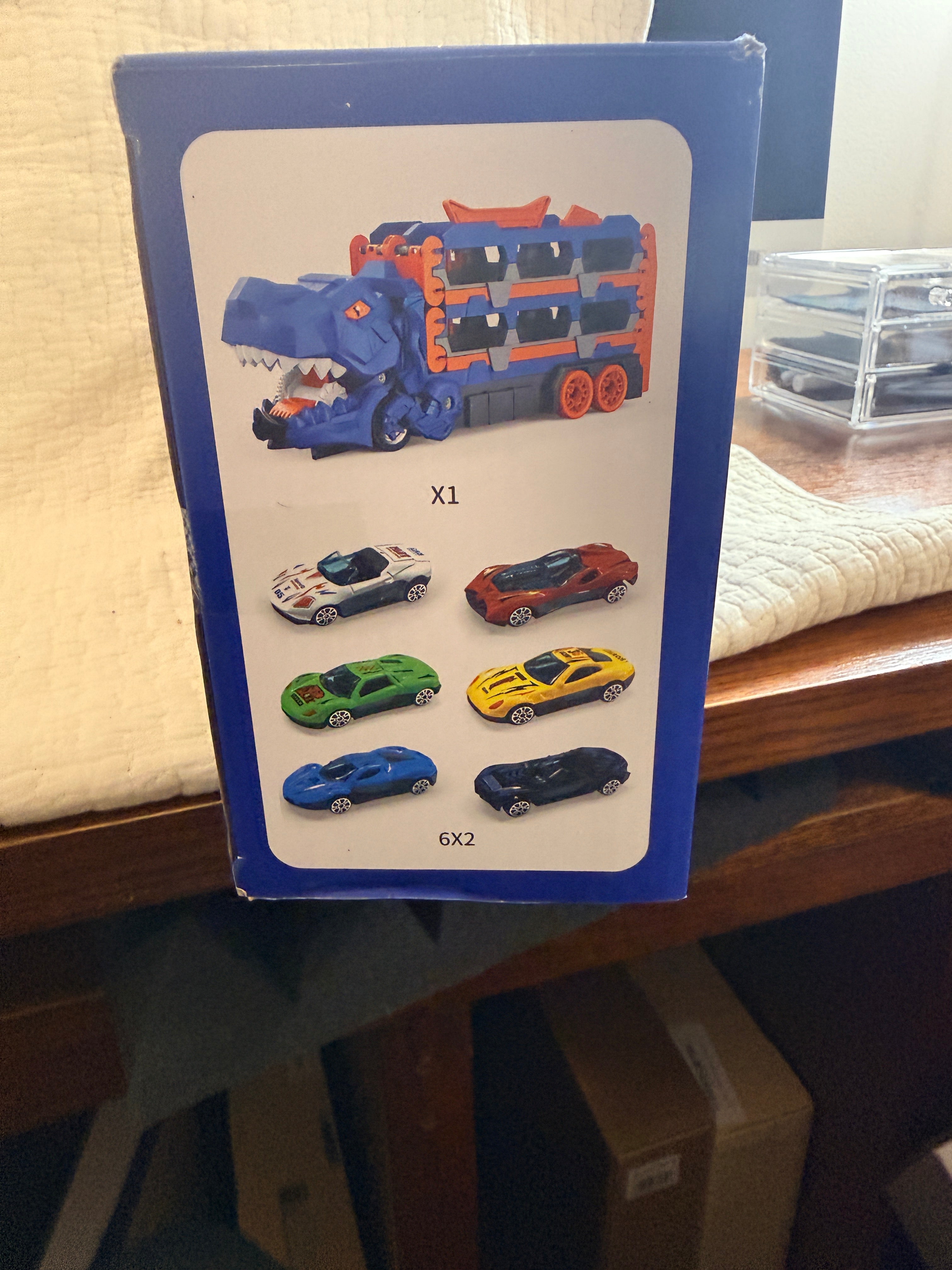 Dinosaur Truck Car Carrier Toy with 6 Mini Die-Cast Cars Kids