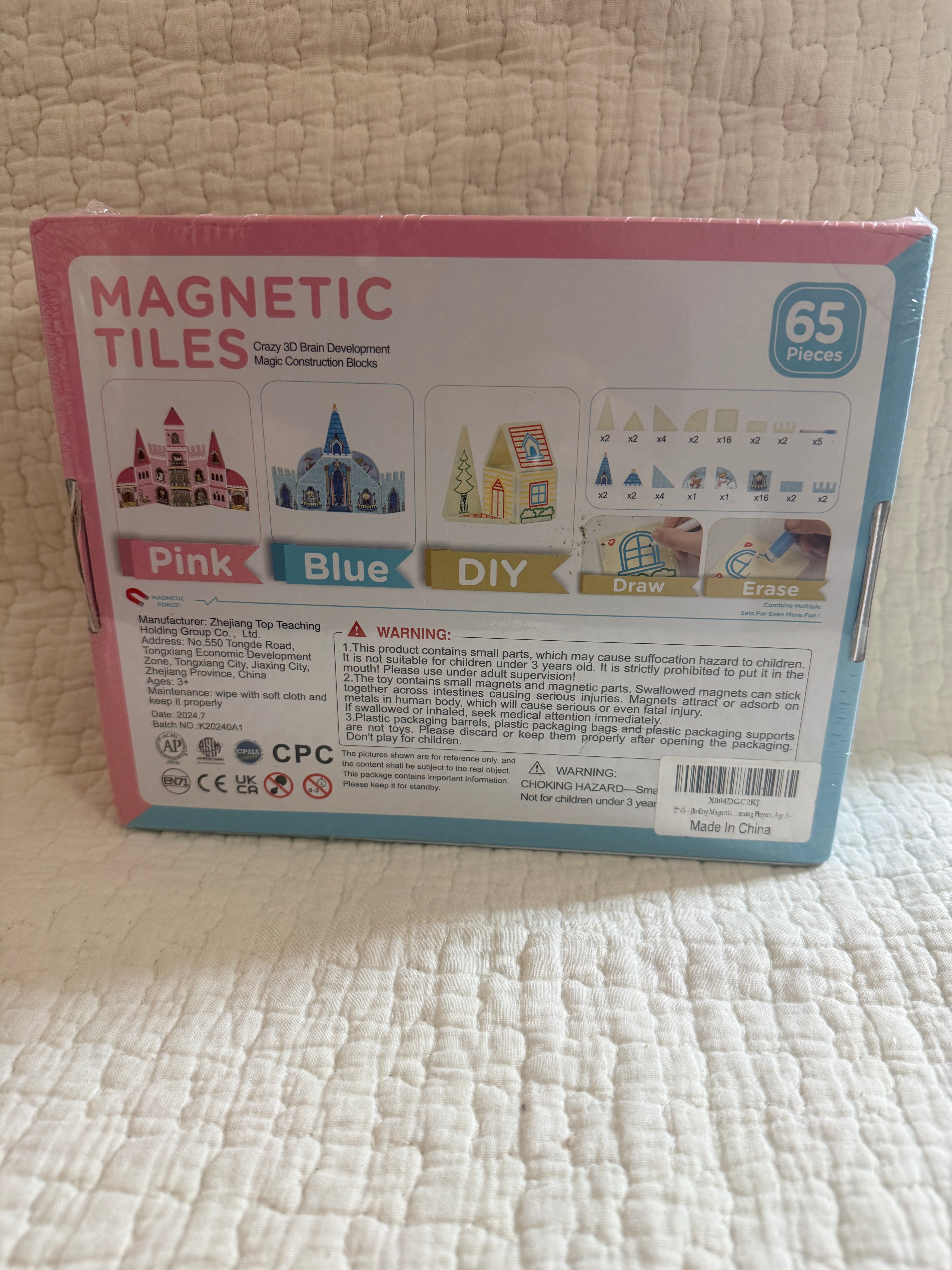 Jkolloy Magnetic Tiles 65 Piece STEM Building Set Pink Ages 3+