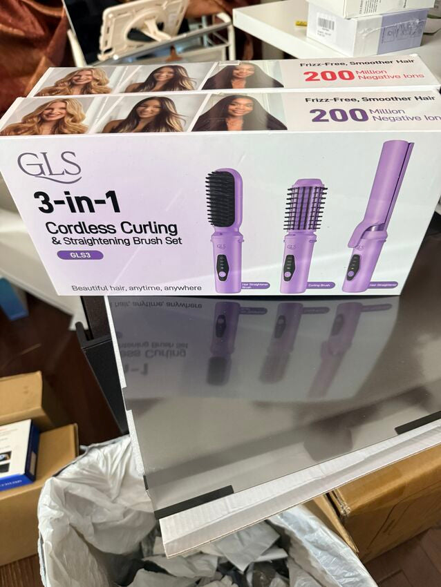 GLS 3-in-1 Cordless Curling & Straightening Brush Set