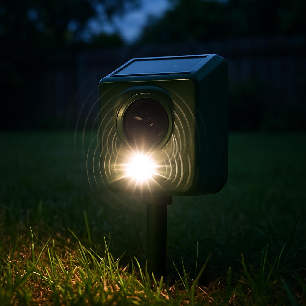 Solar Ultrasonic Beast Repellent Device Yard Deterrent