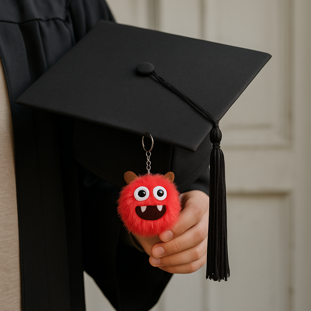Plush Ball Keychain 24-Piece Set, Fuzzy Monster Keychains, Graduation Gifts
