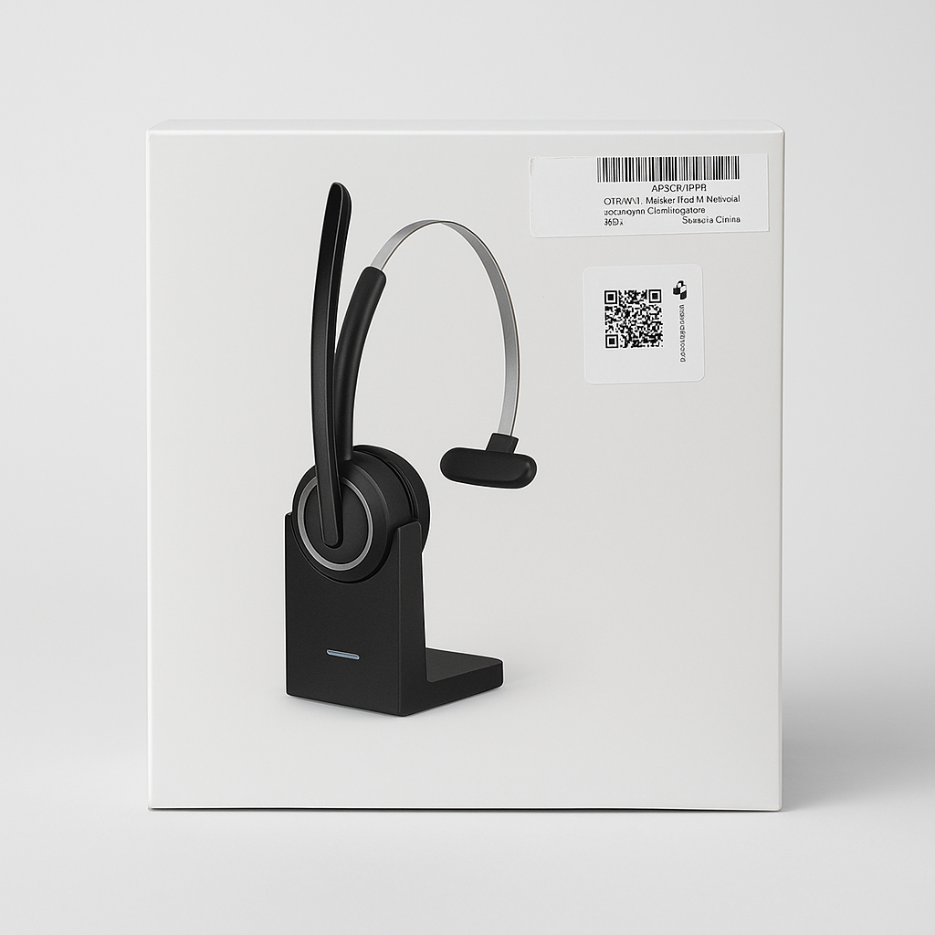 OTYHVV KH122M Wireless Mono Headset with Noise Cancelling Mic, Charging Base