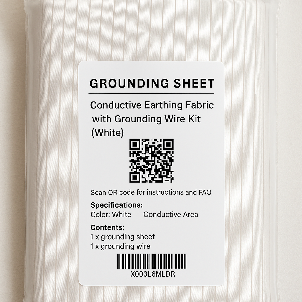 Grounding Sheet, Conductive Earthing Fabric with Grounding Wire Kit (White)