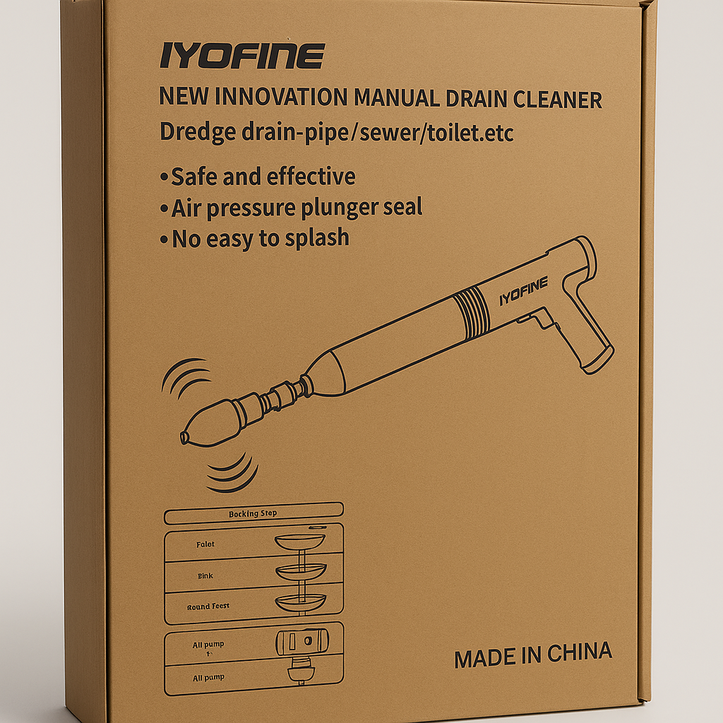 IYOFINE Manual Drain Cleaner, Air Pressure Plunger Tool