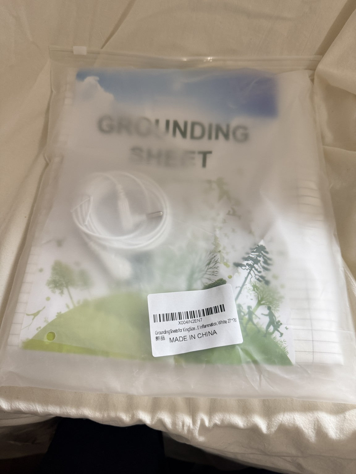 Grounding Sheet for King Size Bed, White, 27"x76", Anti-Inflammation